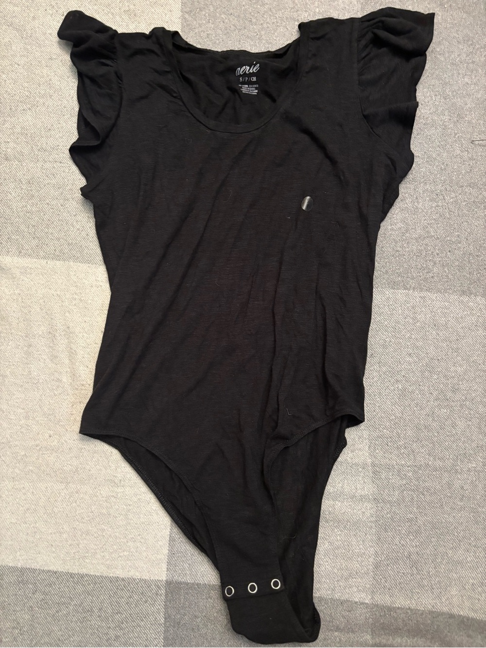 aerie Black Flutter Sleeve Scoop-Neck Bodysuit